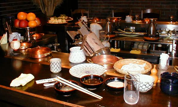Interior of a shabu-shabu restaurant.