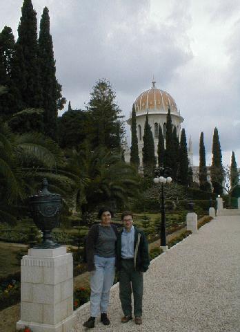 Joel and Robin at the Bahai Shrine