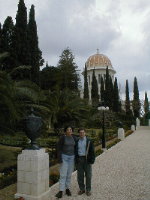 Joel and Robin at the Bahai Shrine