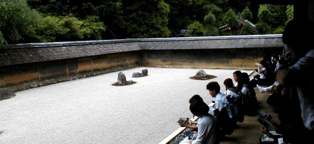 Zen rock garden at Ryoan-ji